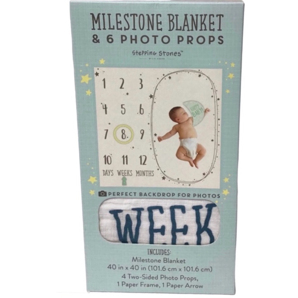 C. R. Gibson Baby Milestone Blanket with (6) Photo Props (NWT)